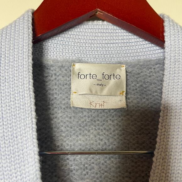 Forte Forte Stretch Brushed Wool Mohair Cardigan in Blue Ciel Sz 1 US S - Picture 4 of 9